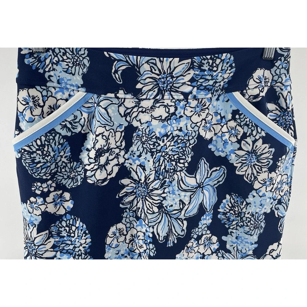 Lilly Pulitzer Luxletic Monica Skort UPF 50+ Size 8 Blue Floral Golf Tennis